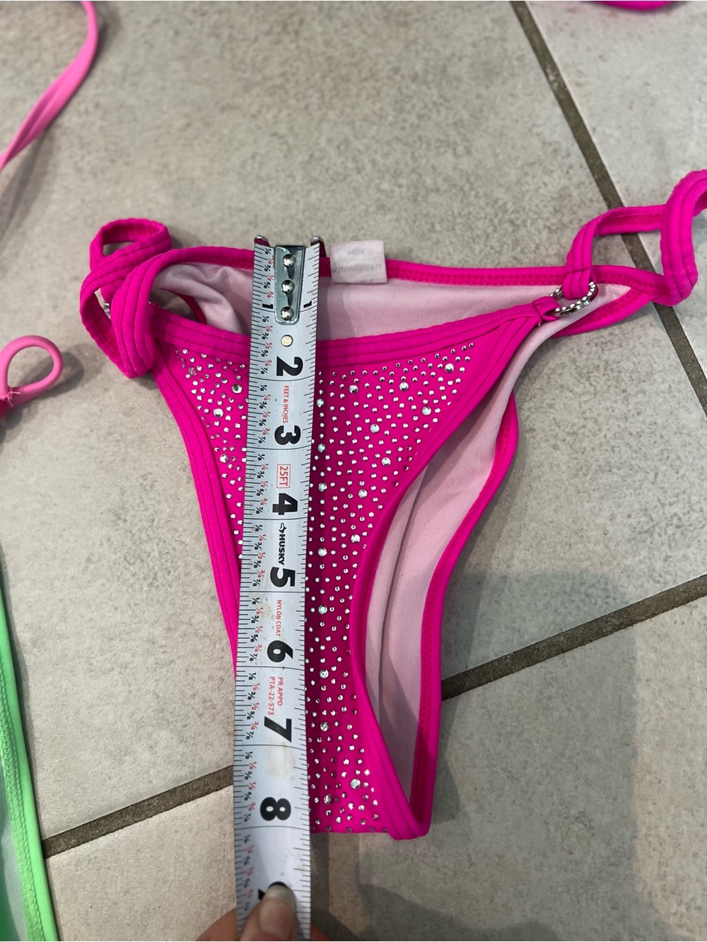 Amazon Hot Pink Rhinestone Triangle Bikini Set - Picture 6 of 6